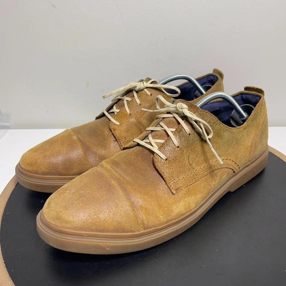 Cole Haan Grand OS Oxford Men 11.5 Cap Toe Tan Suede Business Casual Dadcore